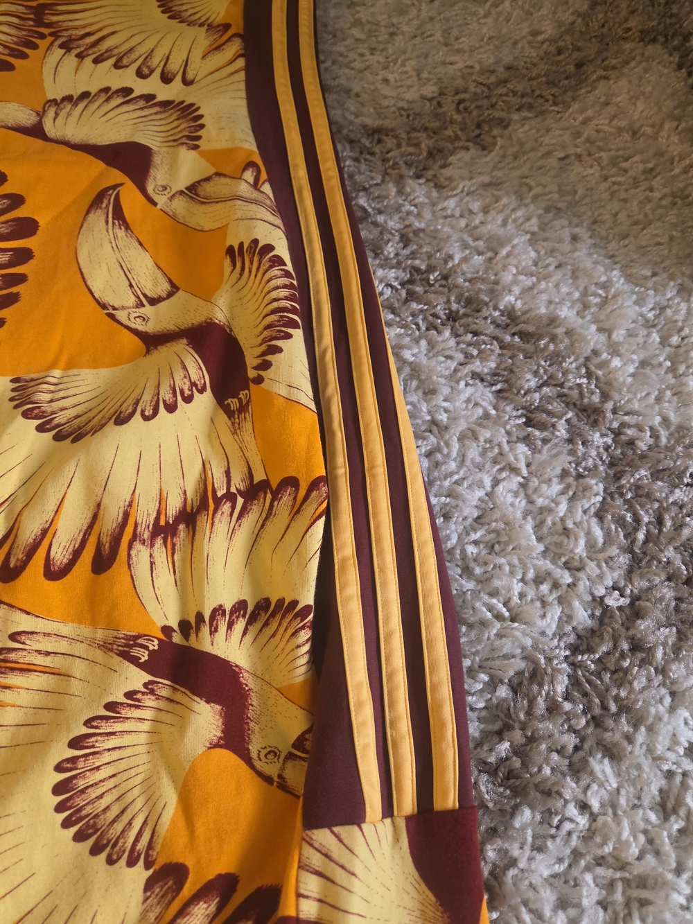 FARM Rio (Adidas) Yellow & Maroon Feather/bird-Print Halter Maxi Dress xl - Picture 3 of 6